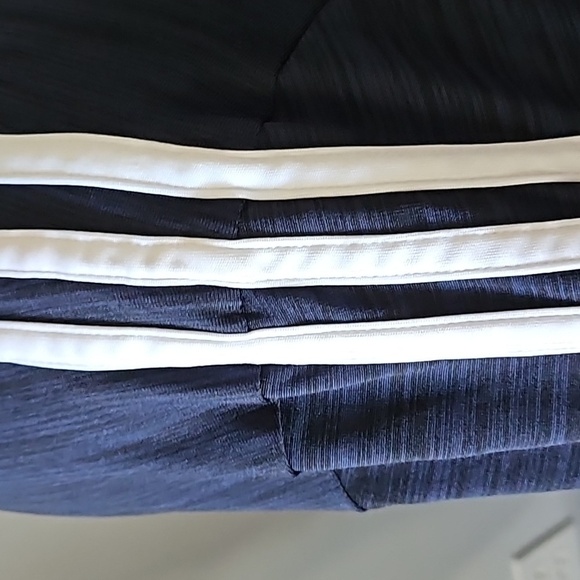 adidas Heather Dark Blue Short Sleeve Tee with White Stripes - Picture 11 of 13